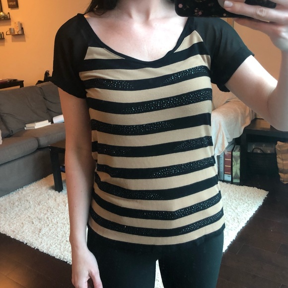 Black and Tan Express Stripe Top - Picture 1 of 1